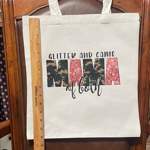 Glitter and Camo Mama Tote Bag